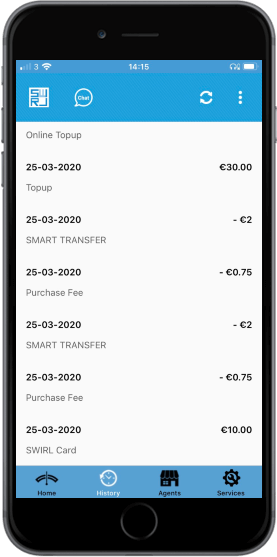 CHecking transactions on SWIRL mobile app