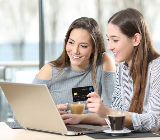 Two people receiving benefits payments with their SWIRL Card