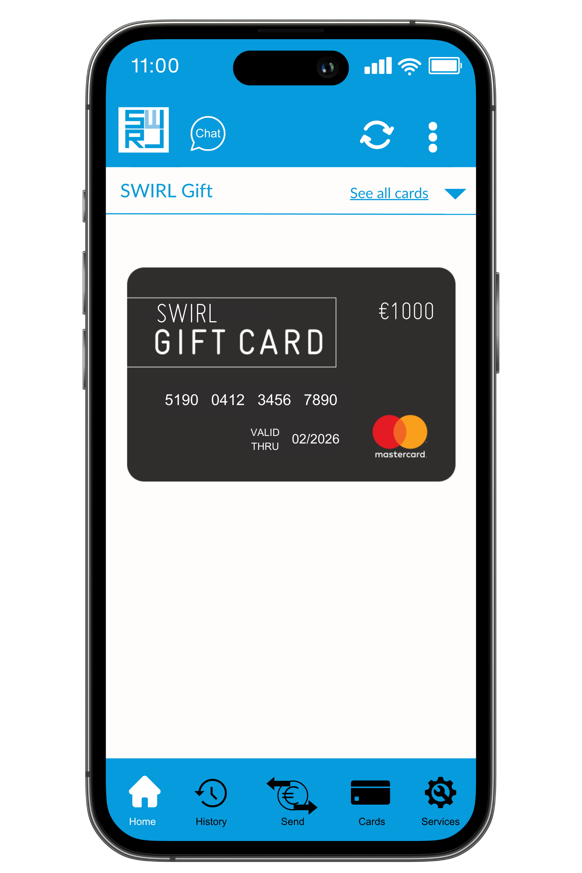 Employee Gift Card App on Phone Screen: Easily manage and redeem gift cards